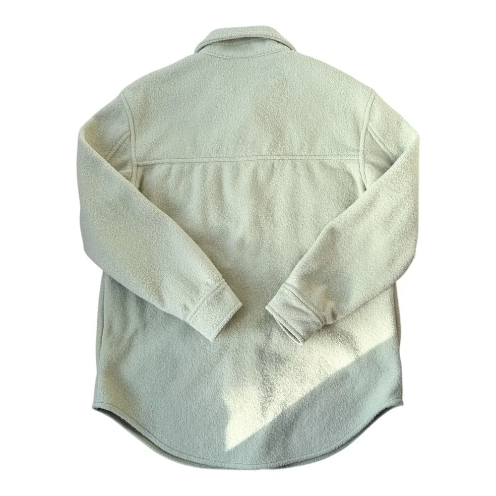 Joie Sage Green Fleece Shacket Jacket Medium Oversized Button Front Chartreuse - Picture 3 of 6